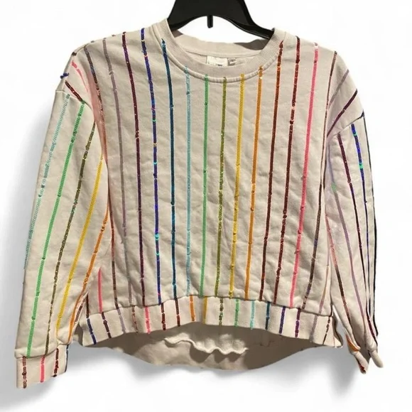 Queen of Sparkles! Striped Multicolor Sequin Sweater - Picture 1 of 5